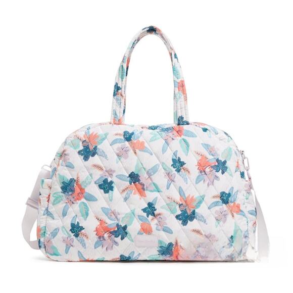 Vera Bradley NWT Ultralight Grand Traveler Bag Tropical Floral white blue coral
